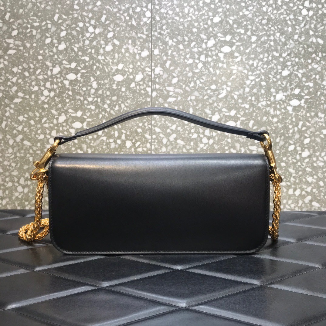 Valentino Garavani Loco Shoulder Bag in Black Calfskin Leather